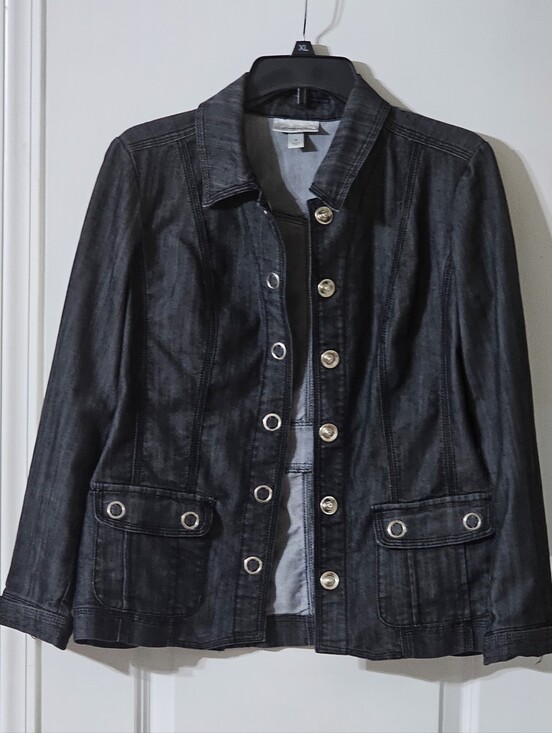 Dress Barn Jackets & Blazers - Dress Barn Dark Gray Jean Jacket with Metal Buttons